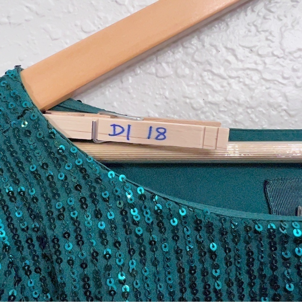 NWT Anthropologie All over sequin green dress size medium size M Christmas dress - Picture 10 of 15